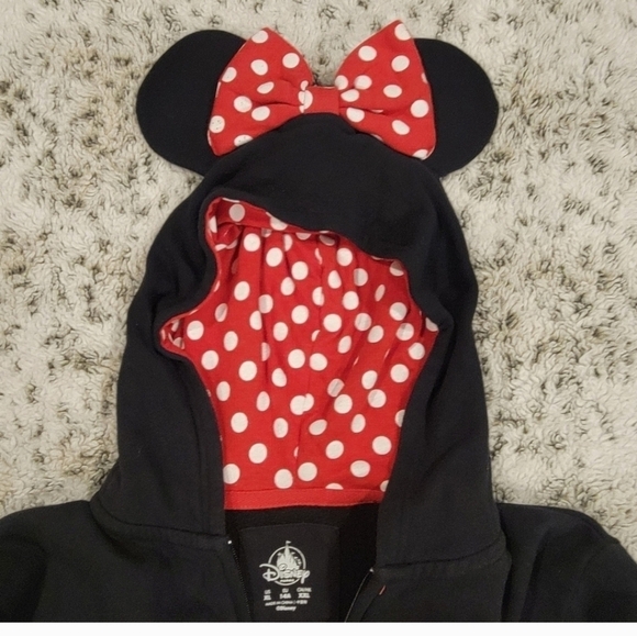 Disney Sz XL I Am Minnie Mouse Kids ZIP Up Hoodie W/Mouse Ears & Bow Sweatshirt - Picture 10 of 11